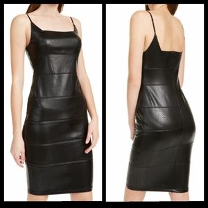 Bebe Black Vegan Leather Bodycon Dress XS NWT
